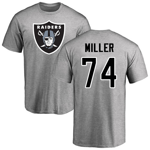 Men Oakland Raiders Ash Kolton Miller Name and Number Logo NFL Football #74 T Shirt->oakland raiders->NFL Jersey